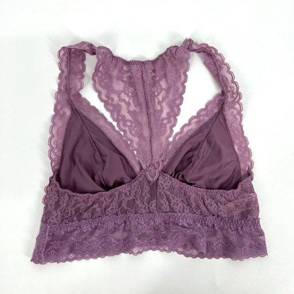 Victoria's Secret Bralette Purple Lace Floral Racerback Wireless - Picture 7 of 11